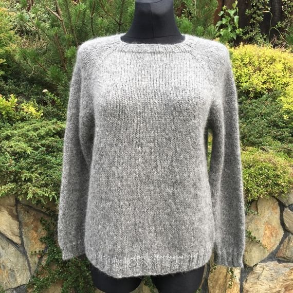 Ręcznie robiony Sweter AIR szary 04 handmade