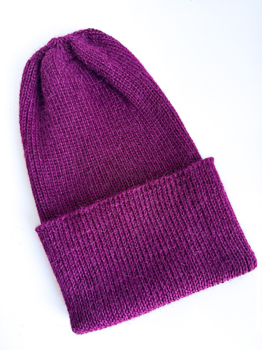 Czapka wywijana HELEN 100% Alpaka 9044 ciemne winogrona