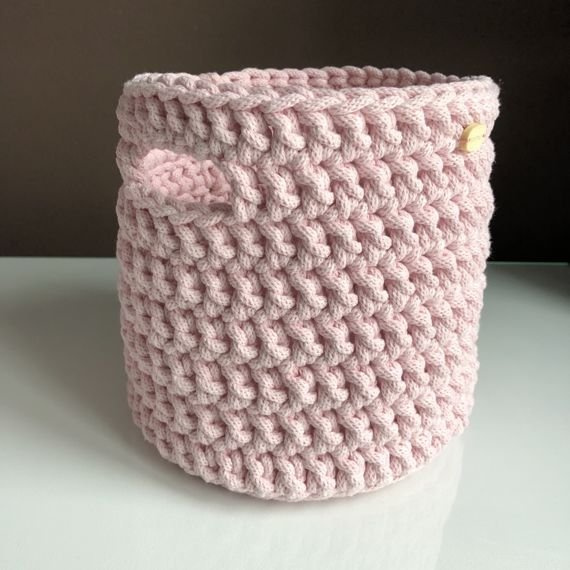 Kosz ze sznurka bawełnianego jasny różowy 300 20x20 cm