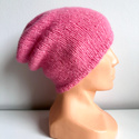 Ciepła czapka ręcznie robiona CHMURKA Alpaka 44 karminowy