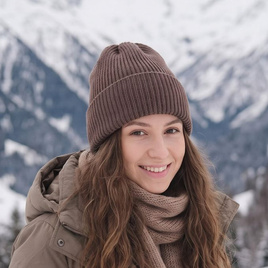 Beanie czapka z wełny merino VARELLA 100% Baby Merino 62 średni brąz