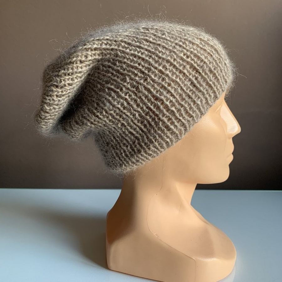 Ręcznie robiona Czapka MARI 100% Alpaka plus nitka moher z jedwabiem 2020/20 beż 