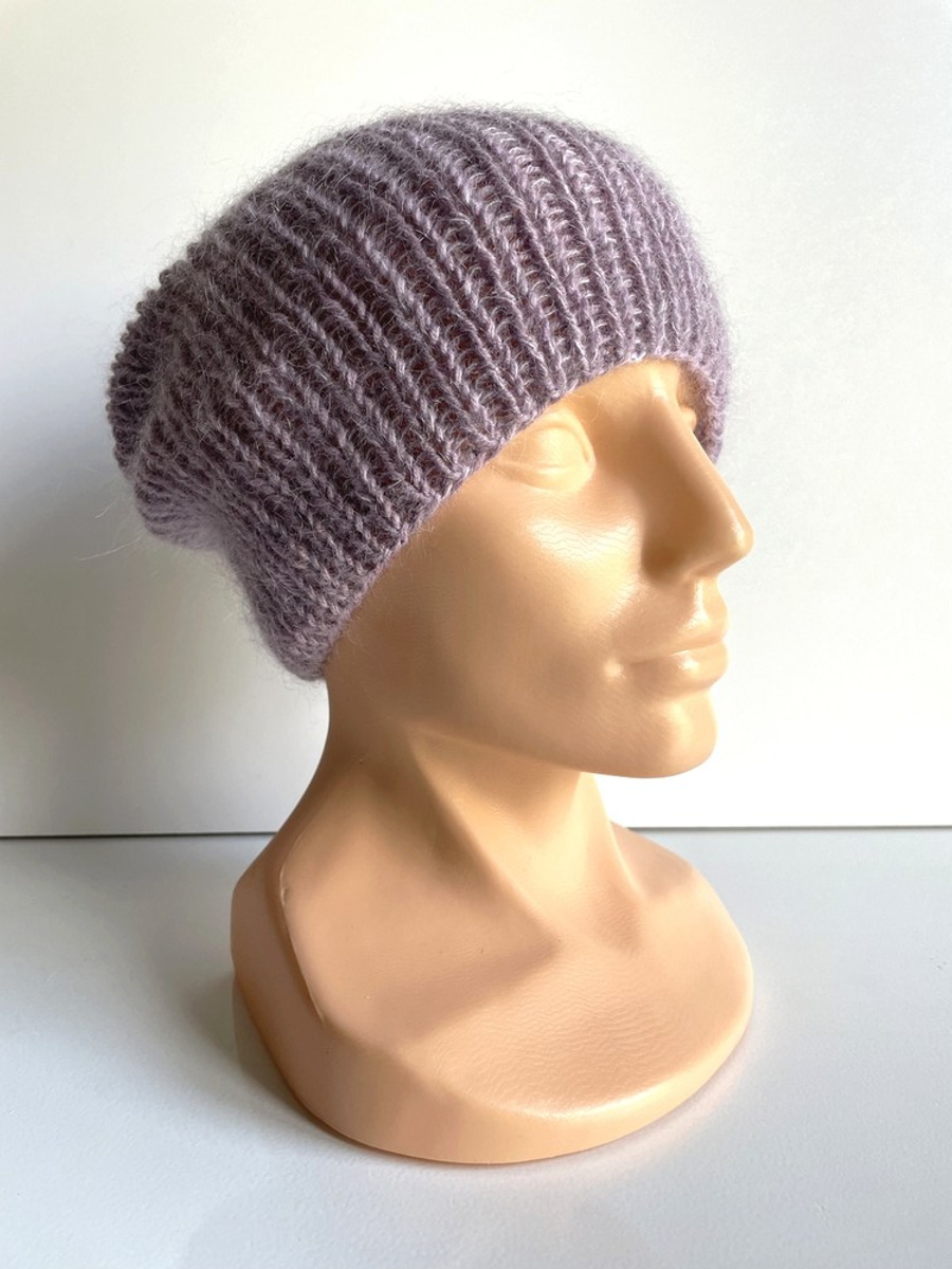 Handmade women's hat AUREA 100% Baby Merino plus mohair and silk 39/09 Purple Orchid