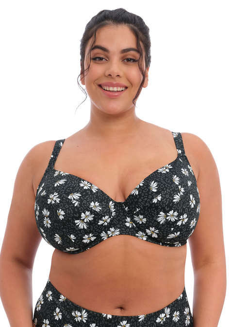 Biustonosz kąpielowy Elomi Swim PLAIN SAILING ES7274BDY Uw Plunge Bikini Top Black Daisy