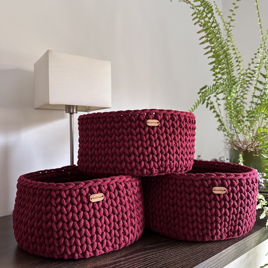 Ręcznie robiony Koszyk ze sznurka bawełnianego 20x12 cm