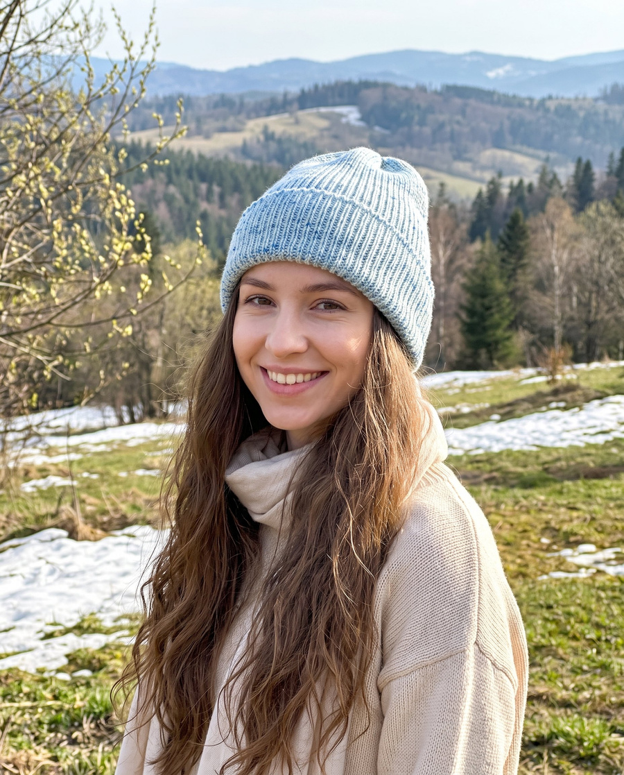 Beanie czapka z wełny merino VARELLA 100% Baby Merino Print 100 Syreni Śpiew