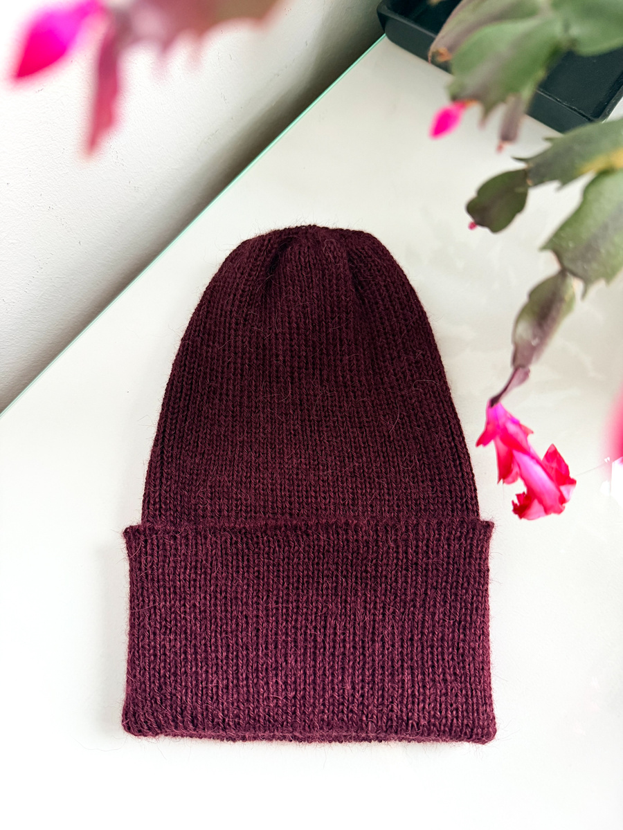 Czapka wywijana HELEN 100% Alpaka 9046 dzikie jagody