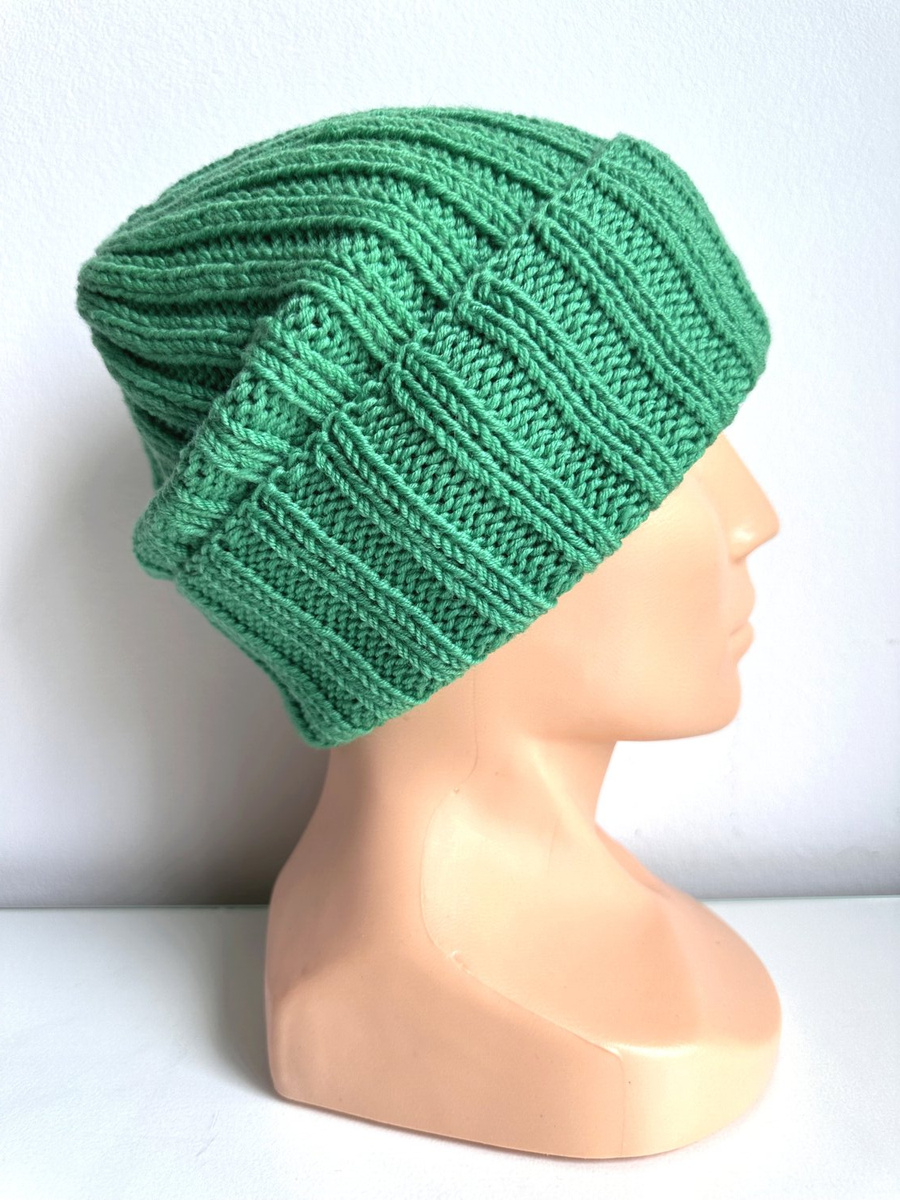 Wywijana czapka merino HELLI 100% Baby Merino 31 Jaskrawozielony