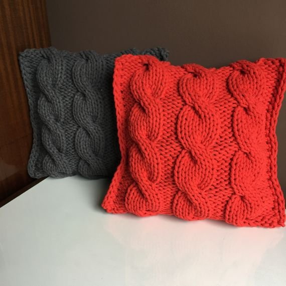 Poduszka ze sznurka bawełnianego Warkocze 150 grafit 40x40 cm