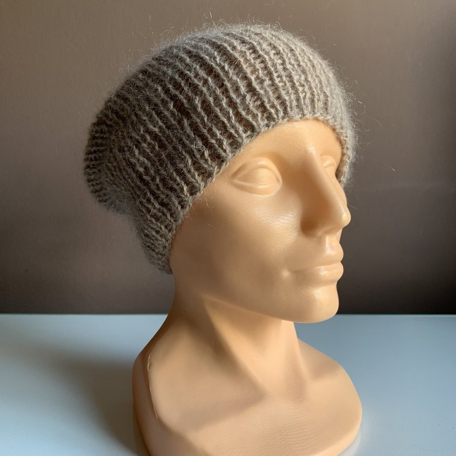 Ręcznie robiona Czapka MARI 100% Alpaka plus nitka moher z jedwabiem 2020/20 beż 