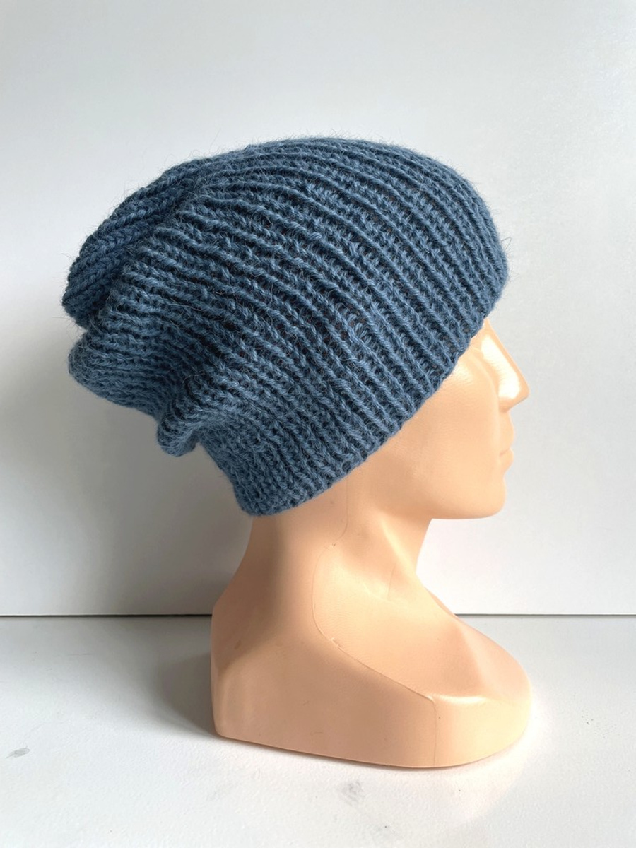 KIARA Beanie 100% Alpaca 6309 średni niebieski petrol