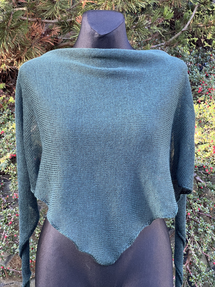 Chusta symetryczna z merynosem, gładka, Ciemnozielona