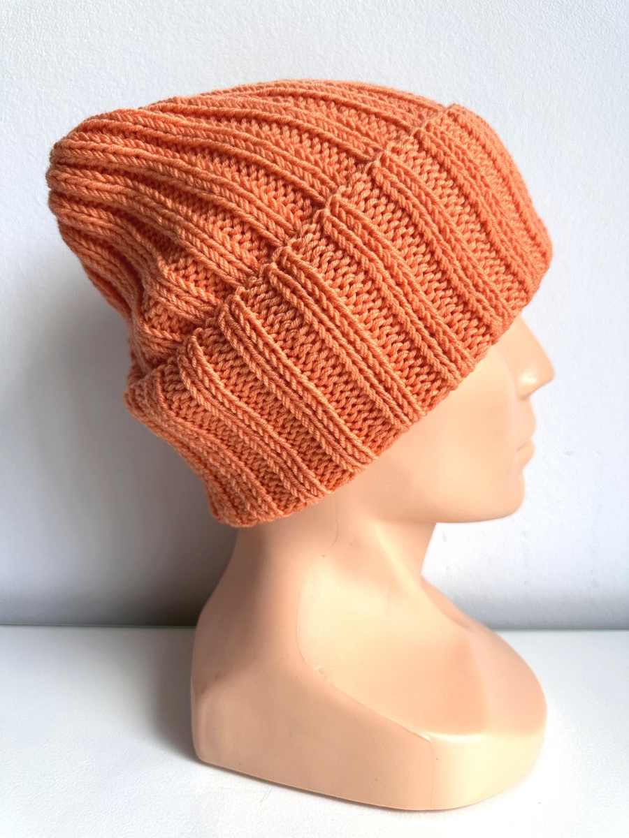 Wywijana czapka merino HELLI 100% Baby Merino 36 Pomarańczowy