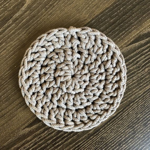 Podkładka pod kubek ze sznurka bawełnianego 15 cm ciemny beż