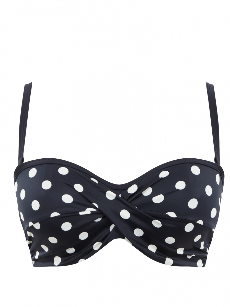 Biustonosz kąpielowy Panache Swim ANYA RIVA SPOT SW1453 Bandeau Bikini Top Navy/Vanilla
