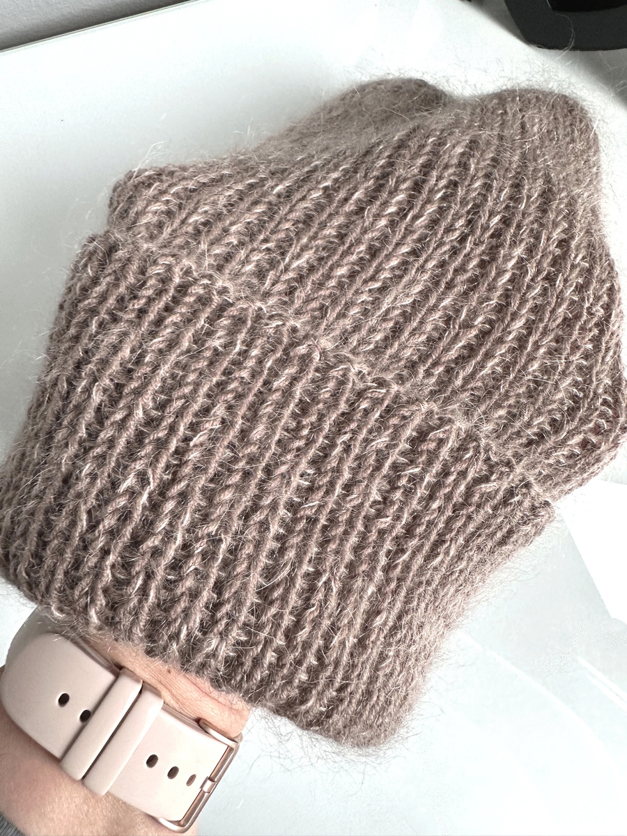 Ręcznie robiona czapka beanie AUREA 100% Baby Merino plus moher i jedwab 17/41 Beż