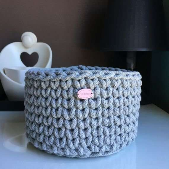 Ręcznie robiony Koszyk ze sznurka bawełnianego 20x12 cm