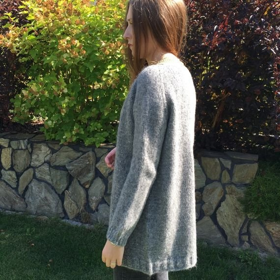 Ręcznie robiony Sweter AIR rozpinany szary 04 handmade