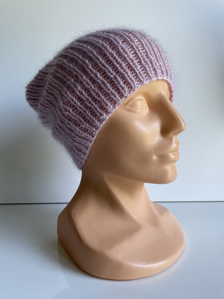 Handmade women's hat AUREA 100% baby merino plus mohair and silk 54/09 Powder Pink