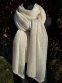 Delikatny i zwiewny szal moher z merynosem Ecru 60 x 210 cm