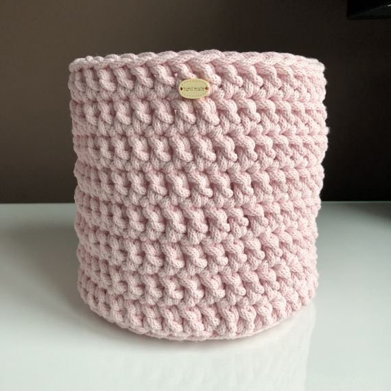 Kosz ze sznurka bawełnianego jasny różowy 300 20x20 cm