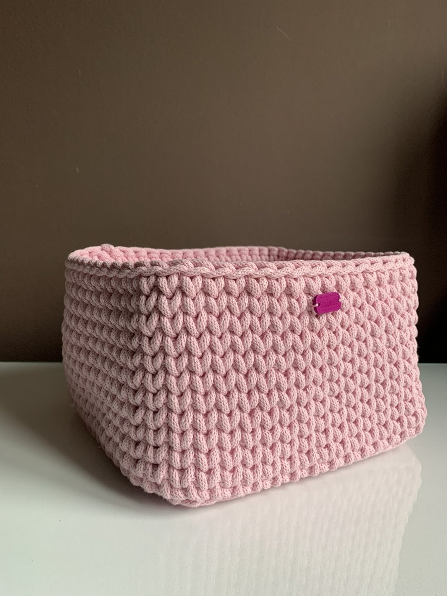 Ręcznie robiony Koszyk ze sznurka bawełnianego dno 25x25, wysokość 15 cm