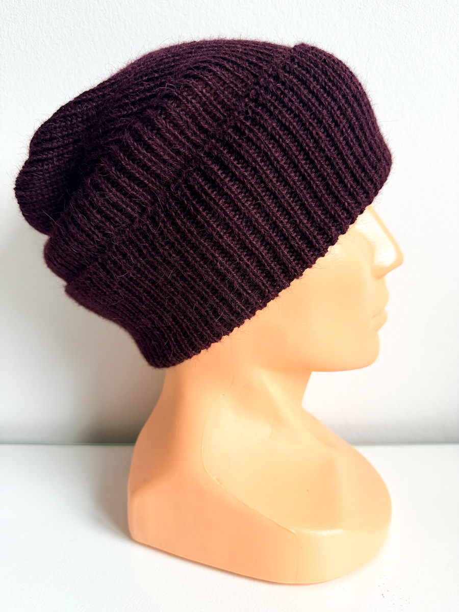 Czapka wywijana HELEN 100% Alpaka 9044 ciemne winogrona
