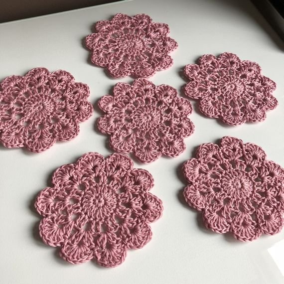 Urocze podkładki z bawełny - komplet 6 sztuk Róż pudrowy