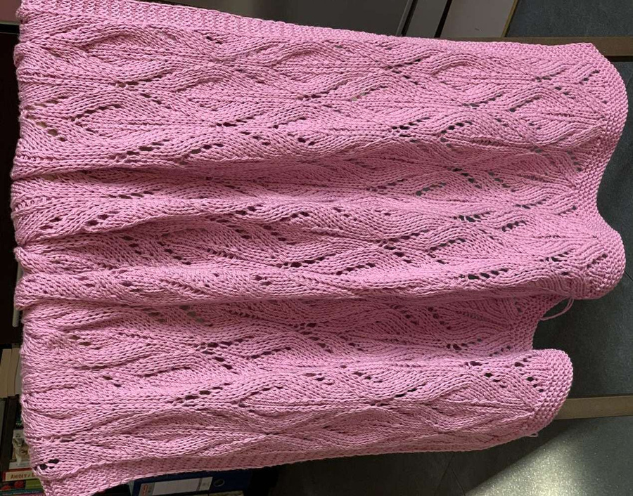 Kocyk dziecięcy wykonany ręcznie na drutach 80x105 cm Stary Róż (27), hand made 100% baby merino