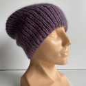 Handgemachte Damenmütze AUREA 100% Baby Merino plus Mohair und Seide 40/05 Amethyst