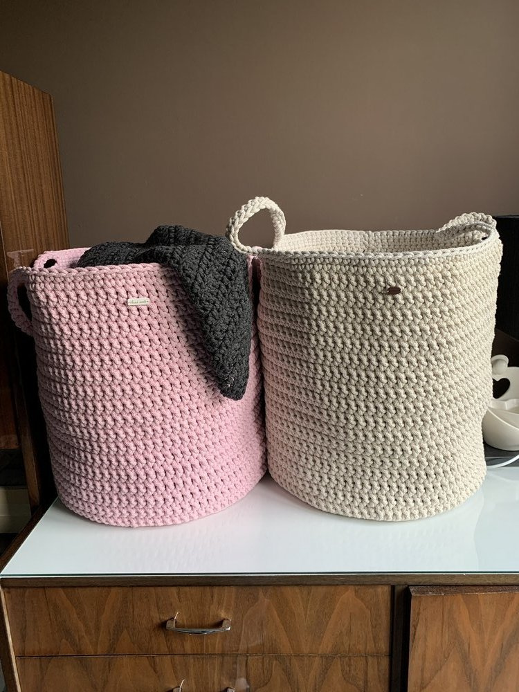 Kosz ze sznurka bawełnianego XXXL 40x42 cm z uszami