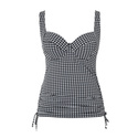 Tankini balkonowe Panache Swim GINGHAM SW1744 Iris Balcony Tankini Top Black Gingham