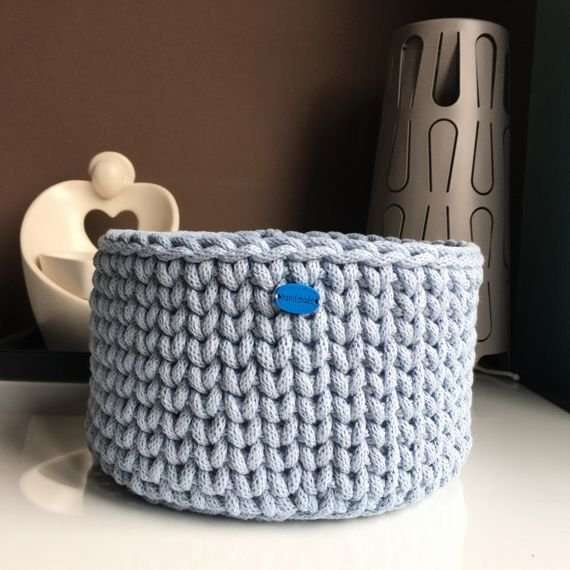 Ręcznie robiony Koszyk ze sznurka bawełnianego 20x12 cm