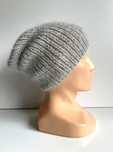Handmade Czapka damska AUREA 100% Baby Merino plus moher i jedwab 22/44 Jasny Szary