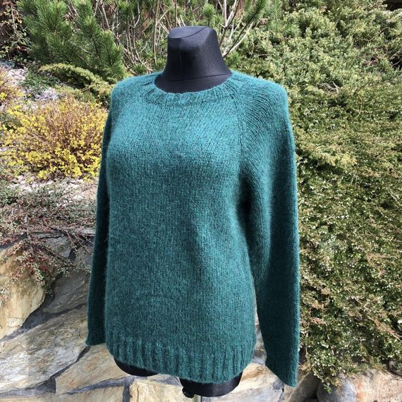 Ręcznie robiony Sweter AIR zielony leśny 19 handmade