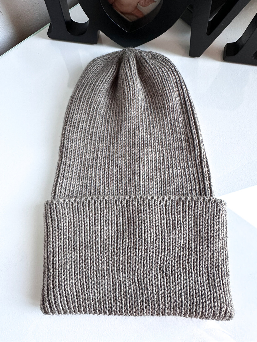 VARELLA Merino Wool Beanie 57 Grey-Brown