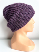 Czapka wywijana zrobiona ręcznie na drutach KIARA 100% Alpaka 9023 Fioletowa Mgiełka