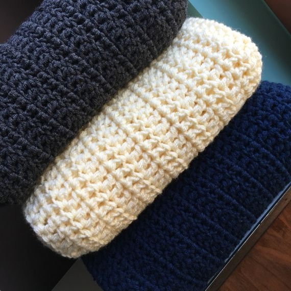 Ręcznie robiony Koc, gruby pled kremowy 120x160 cm