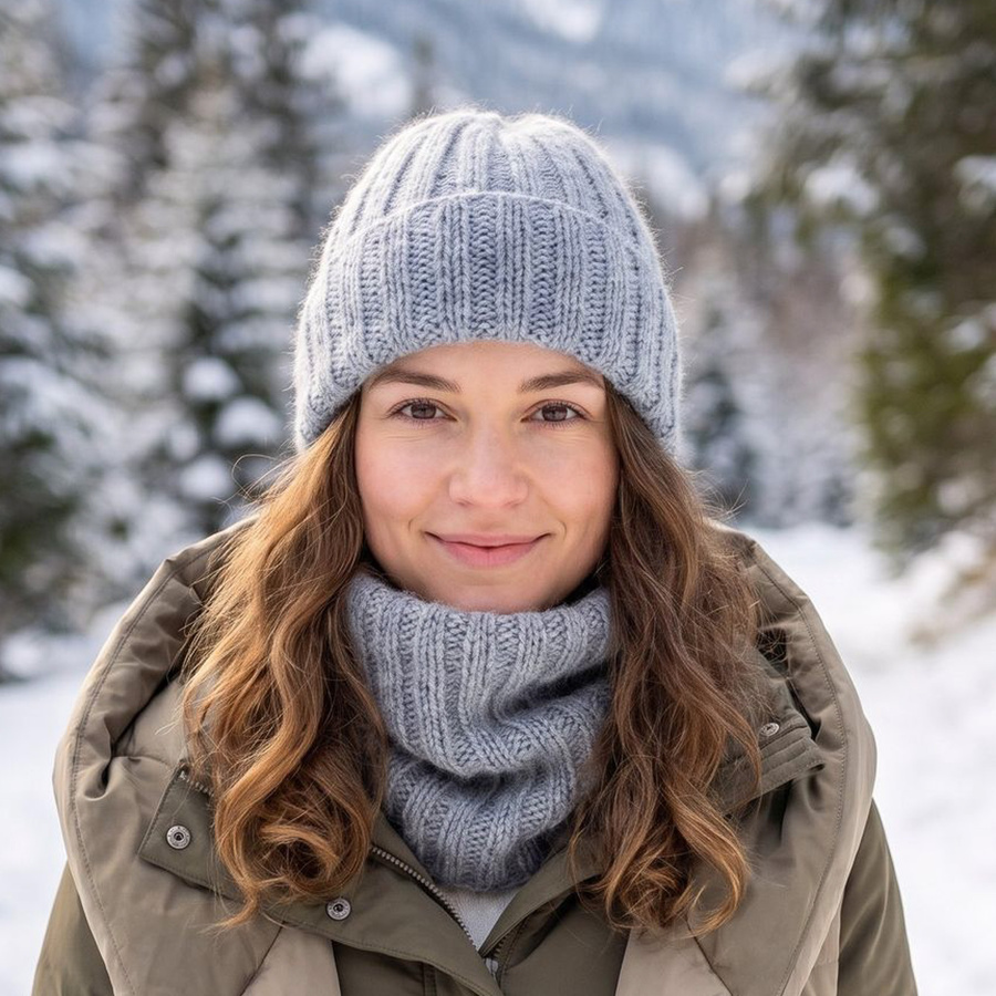 LAURIN Beanie 100% Alpaca 9021 Mgła