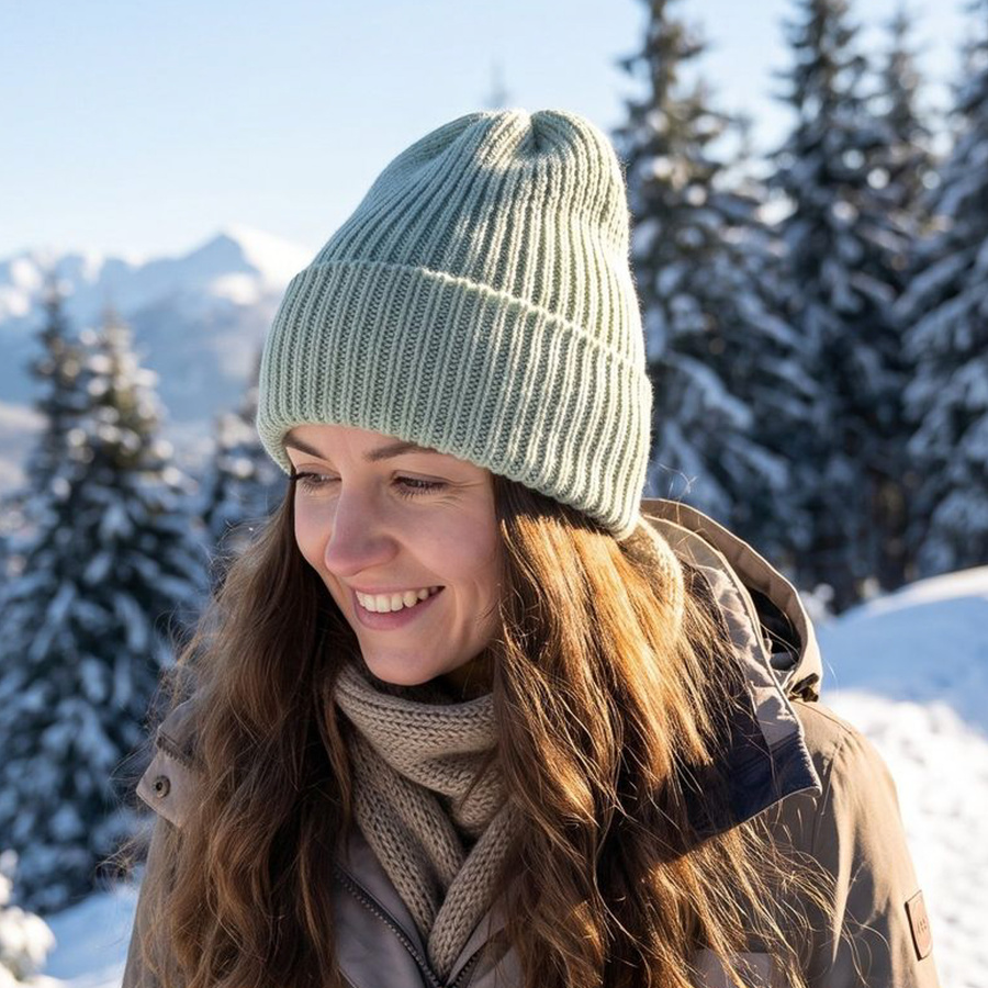 Beanie czapka z wełny merino VARELLA 100% Baby Merino 58 lody pistacjowe