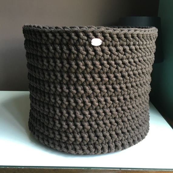 Ręcznie robiony Kosz ze sznurka bawełnianego L brązowy 775 30x25 cm