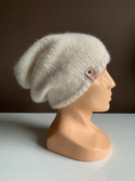 Ręcznie robiona czapka CHMURKA Alpaka 01 Ecru