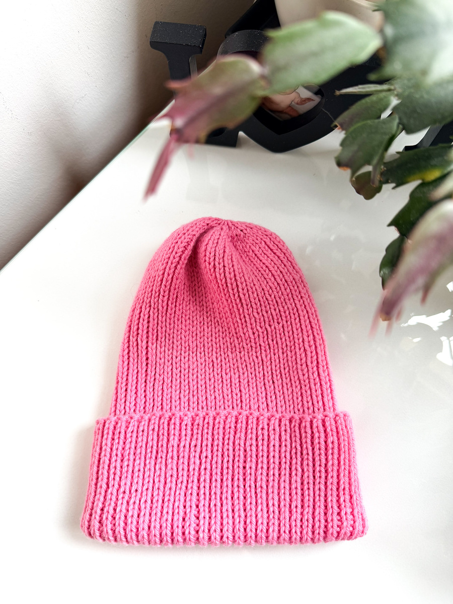 Czapka wywijana NANU 100% Merino 30 Płatek Róży
