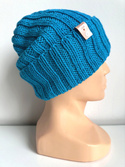 Wywijana czapka merino HELLI 100% Baby Merino 32 Turkusowy
