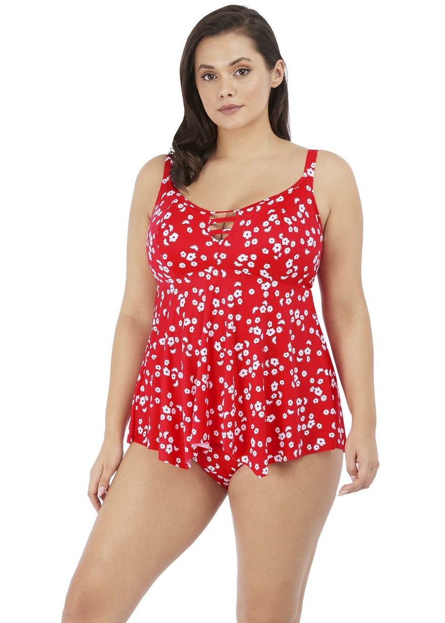 Strój kąpielowy Elomi Swim PLAIN SAILING ES7271RFL + ES7275RFL Non Wired Moulded Tankini Top + Bikini Brief Red Floral