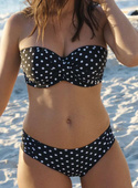KOMPLET - Strój kąpielowy Panache Swim ANYA SPOT Black/White SW1013 Bandeau Bikini + figi kąpielowe SW1019 Gather Pant (30E)