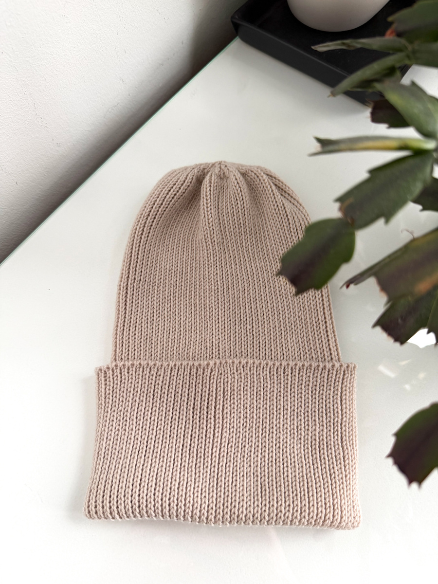 VARELLA – czapka z wełny merino 63 piaskowa beanie zimowa