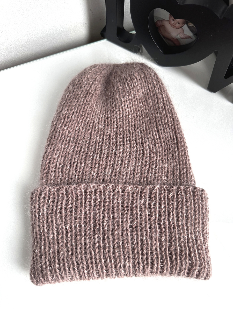 Ręcznie robiona czapka beanie AUREA 100% Baby Merino plus moher i jedwab 17/41 Beż