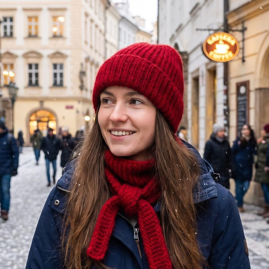 Wywijana czapka kaszmirowa 100% kaszmir 644 Baby