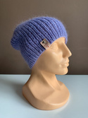 Handgemachte Damenmütze AUREA 100% Baby Merino plus Mohair und Seide 25/11 Lavendel